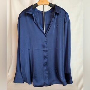 NWOT Torrid Long Sleeve Button Down Blouse - Blue - 2X